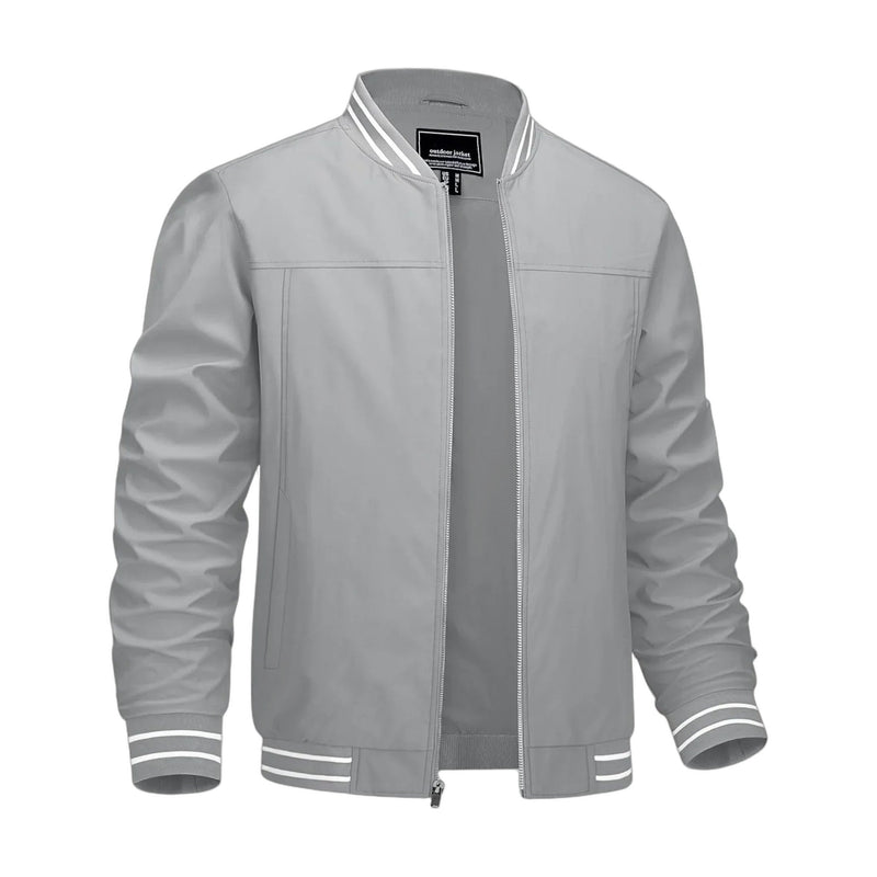 Men's Lightweight Bomber Jacket - Light Grey